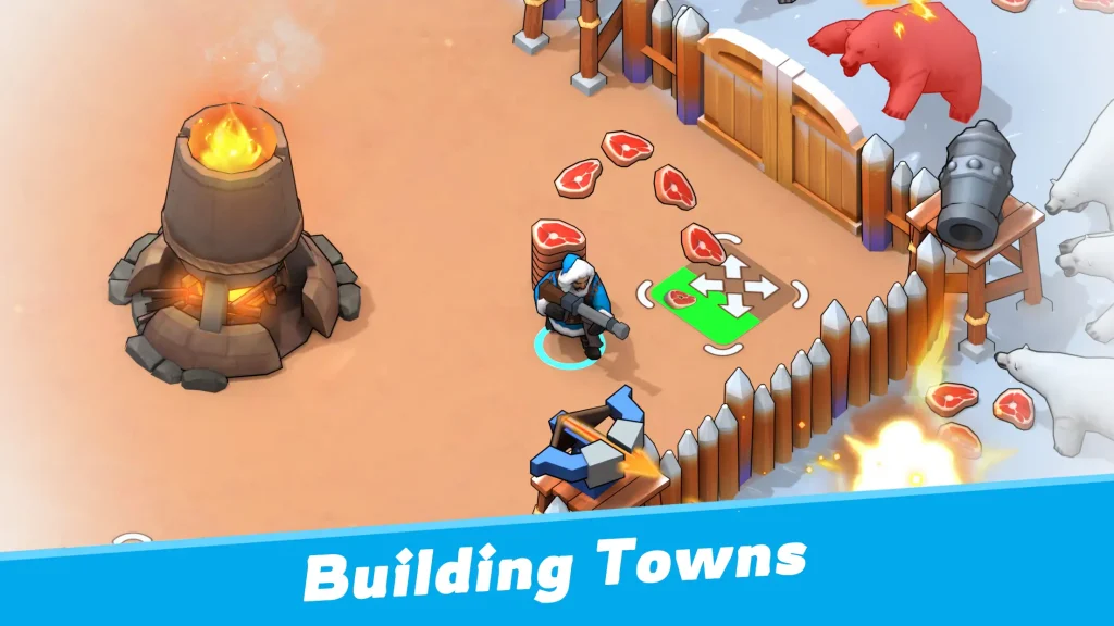 Player constructing warm shelters and managing food supplies during a snowstorm in Whiteout Survival MOD APK.