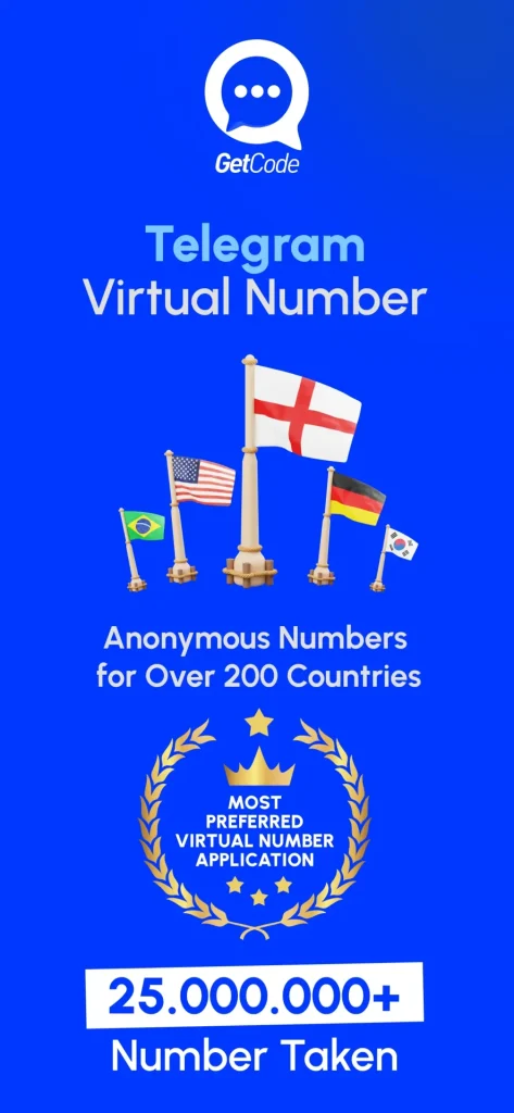 GetCode virtual number service for Telegram with worldwide country support